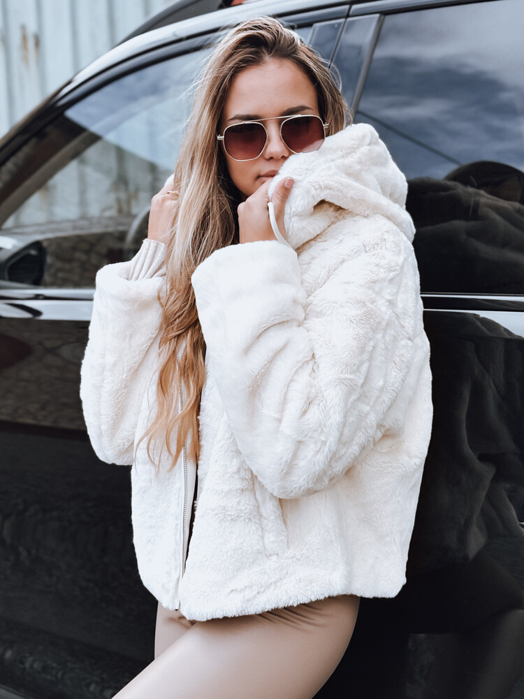 Dámska biela zimná bunda s kapucňou