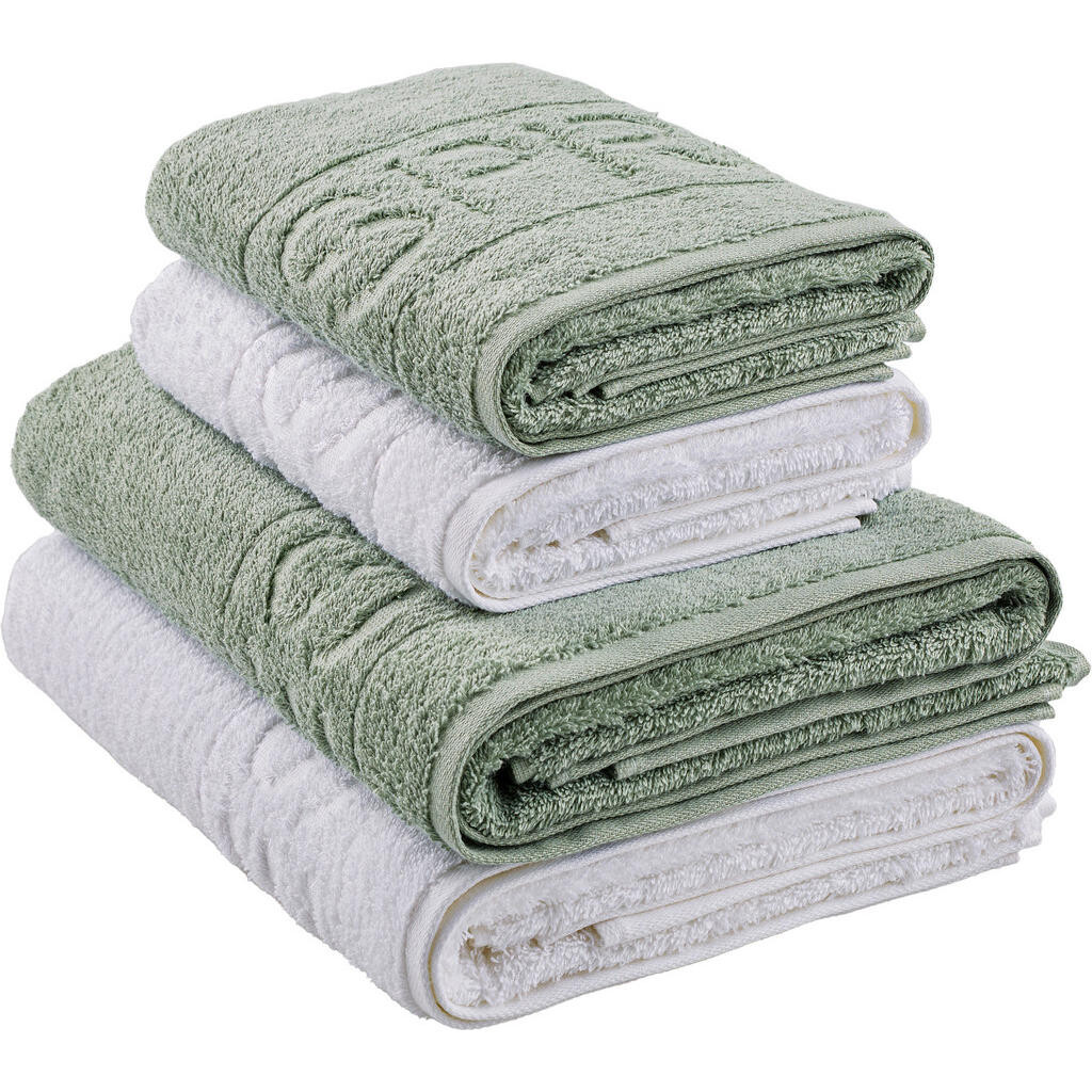 Esprit SADA FROTÉ UTERÁKOV, 50x100/67x140 cm, biela, šalviovozelená