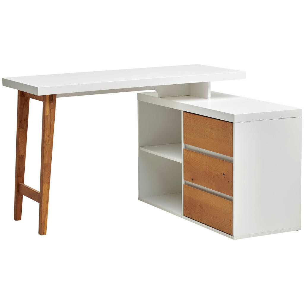 MID.YOU ROHOVÝ PÍSACÍ STÔL, biela, farba duba, 120/76/100 cm