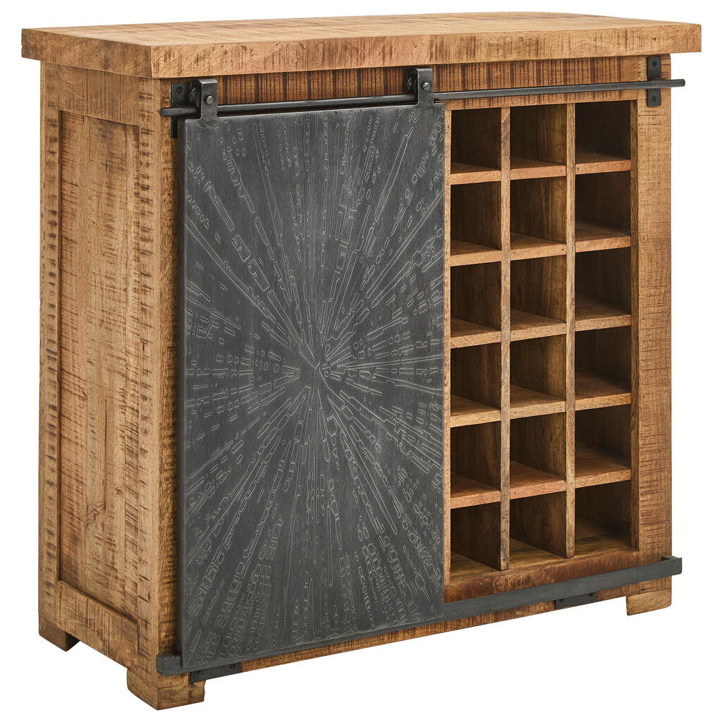 Ambia Home SKRINKA NA VÍNO, prírodná farba, čierna, 90/85/40 cm