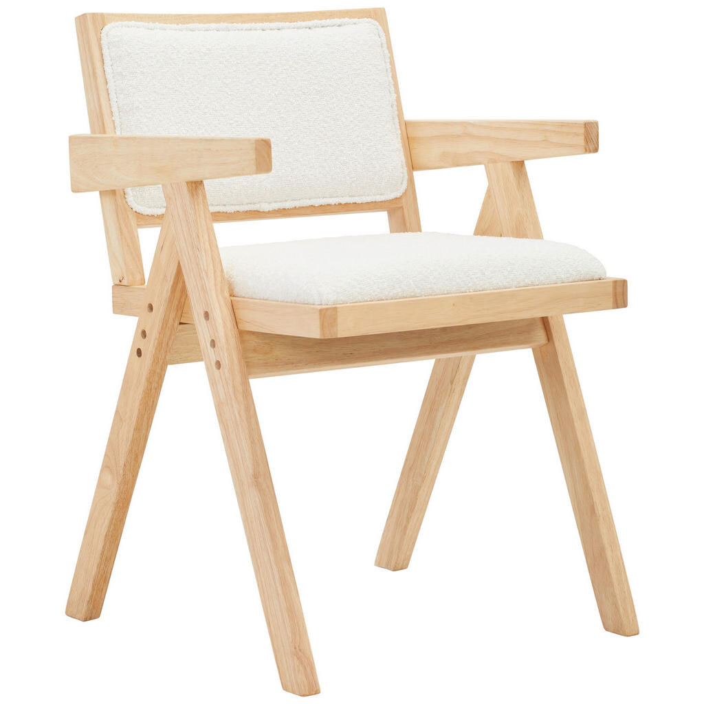 Livetastic STOLIČKA S PODRÚČKAMI, tkaná textília, buklé, látka Teddy, prírodná farba, biela