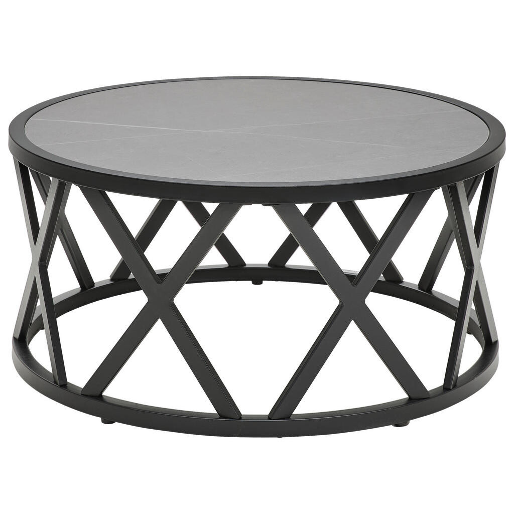 Livetastic KONFERENČNÝ STOLÍK, čierna, svetlosivá, kov, kameň, 75/35/75 cm