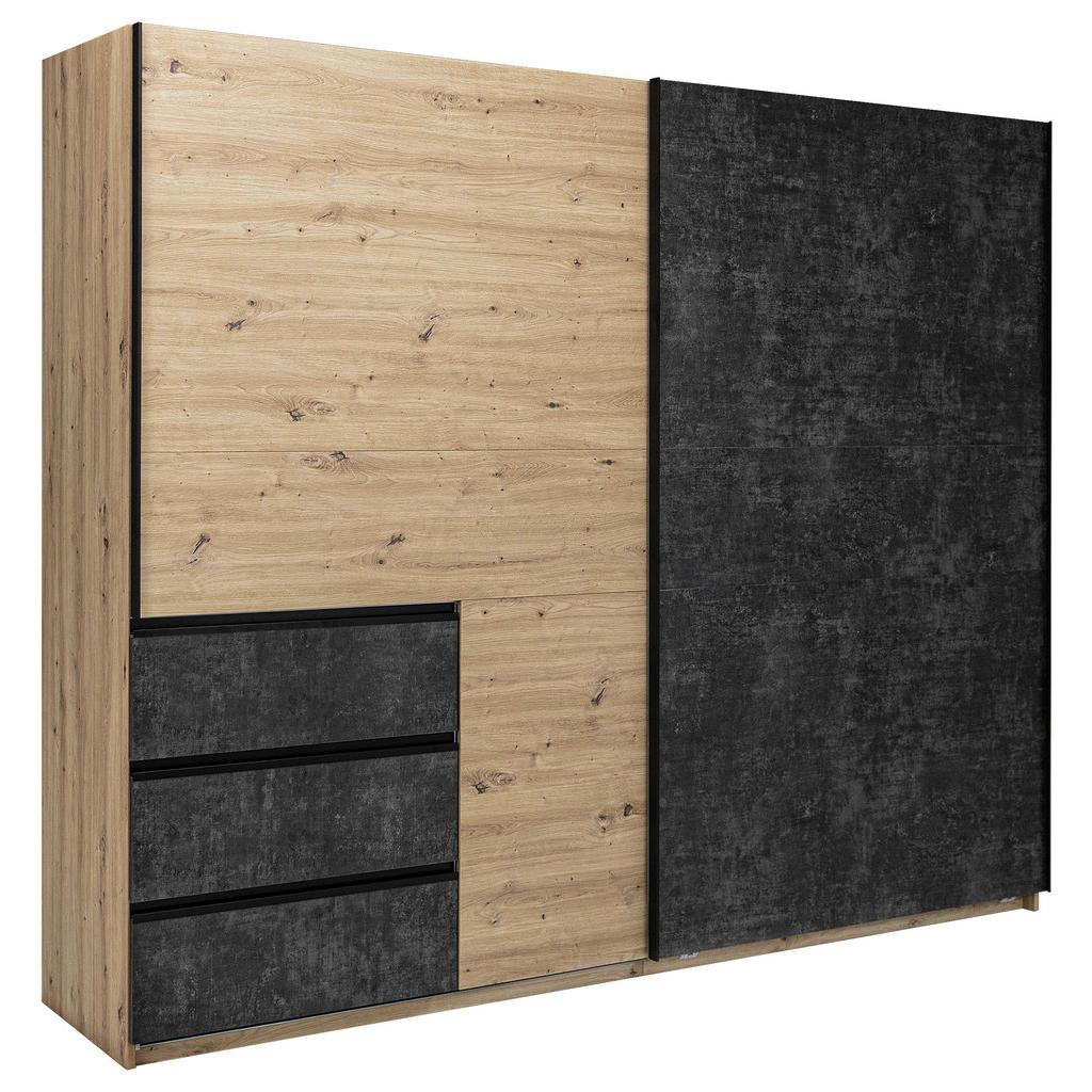 MID.YOU SKRIŇA S POSUVNÝMI DVERAMI, taupe, dub artisan, 250/205/61,5 cm