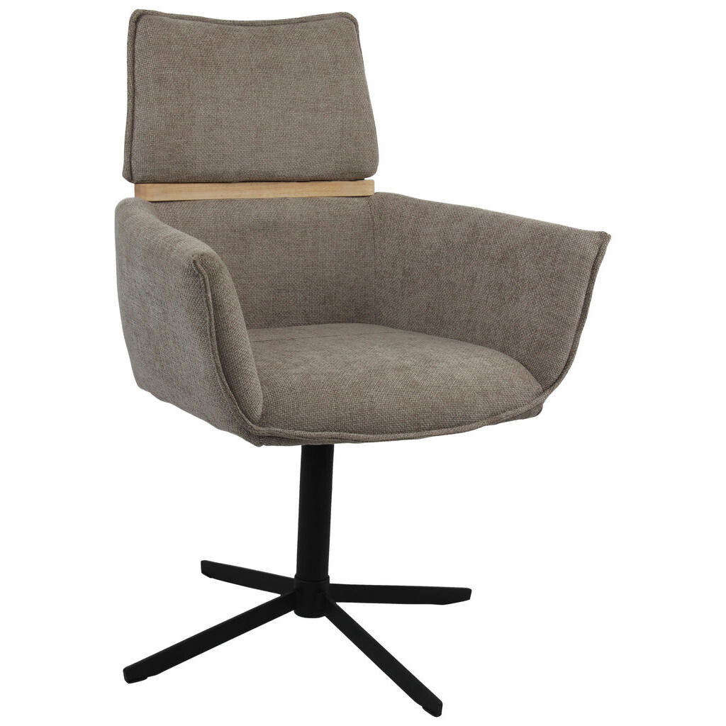 MID.YOU STOLIČKA S PODRÚČKAMI, železo, tkaná textília, svetlohnedá