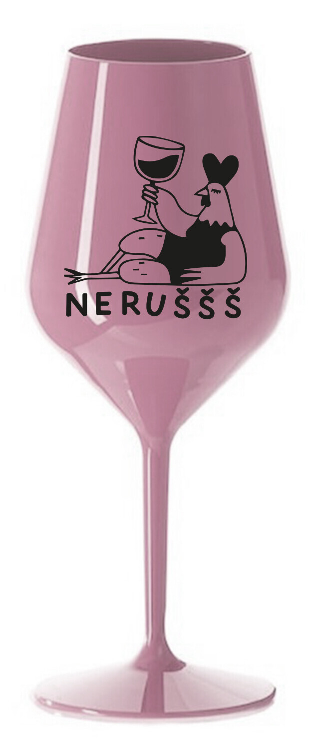 NERUŠŠŠ - světle růžová nerozbitná sklenice na víno 470 ml