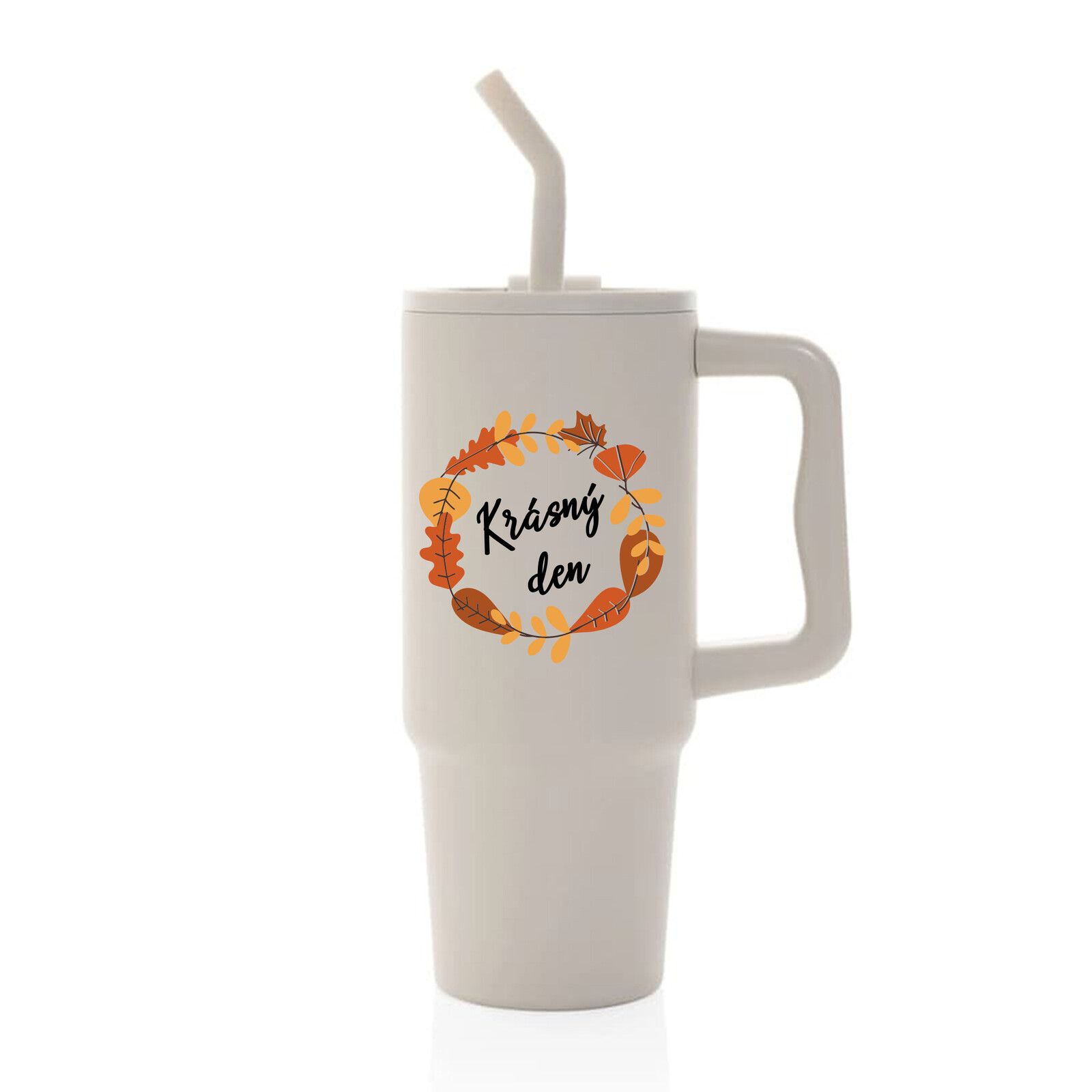 KRÁSNÝ DEN (PODZIM) - béžový cestovní termohrnek 900 ml