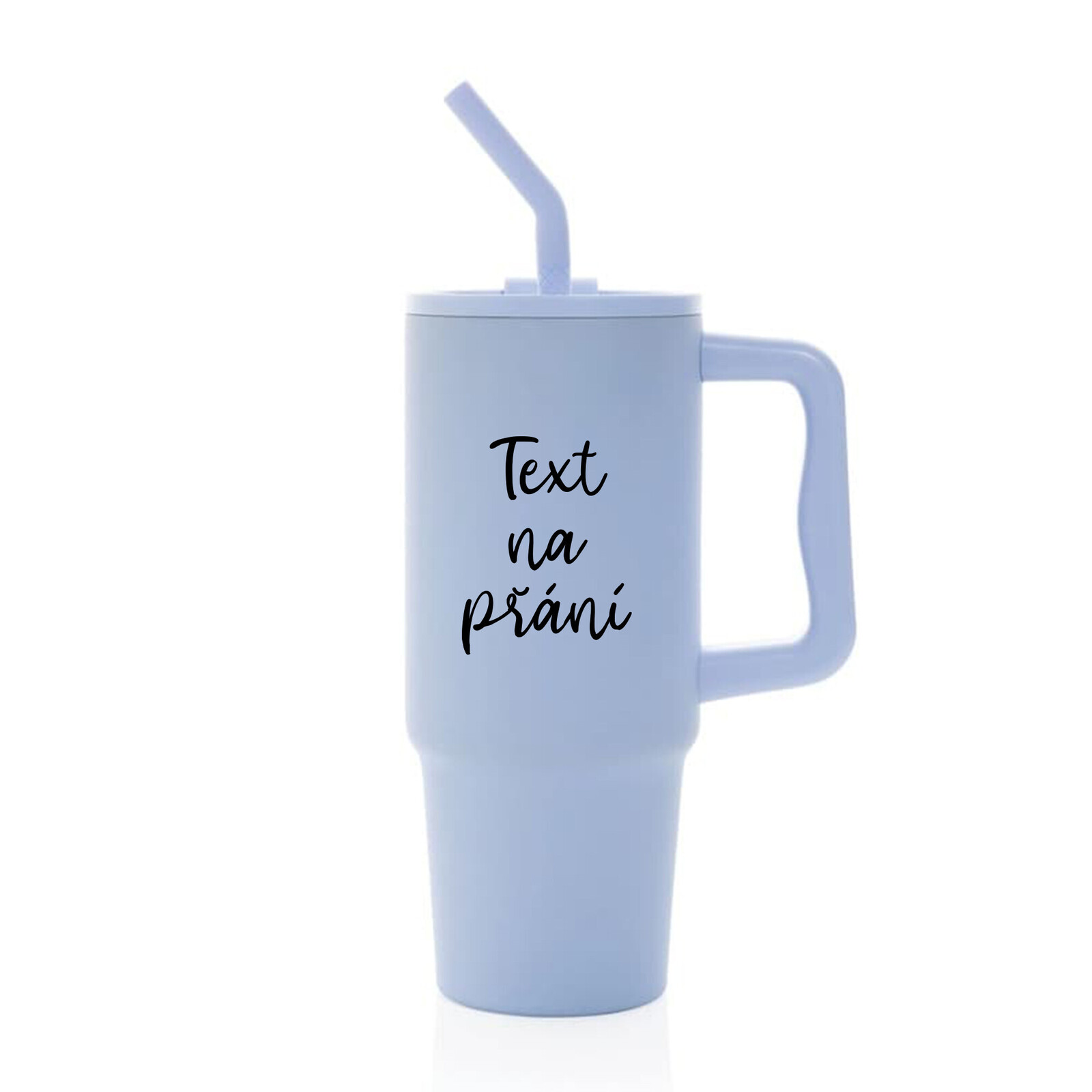 TEXT NA PŘÁNÍ - světle modrý cestovní termohrnek 900 ml