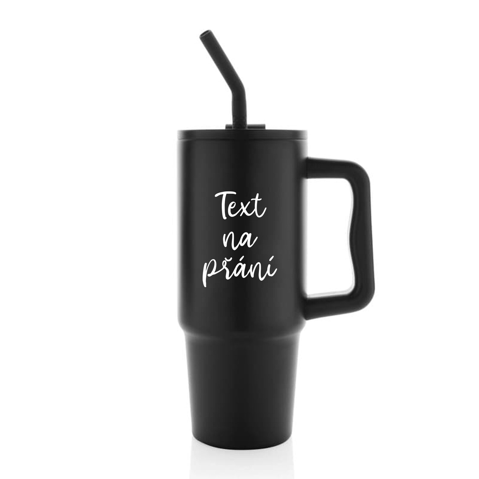 TEXT NA PŘÁNÍ - černý cestovní termohrnek 900 ml