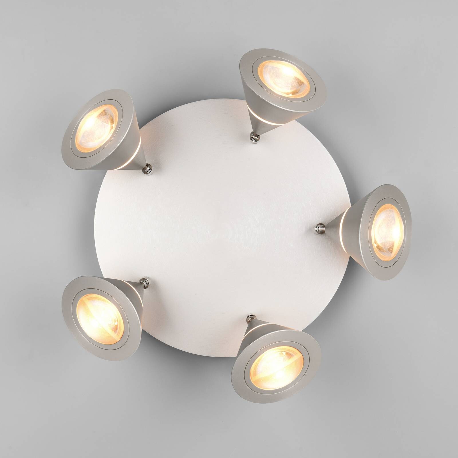 LED stropné bodové svetlá Romeo, Ø 30 cm, niklová farba, 5-pl.