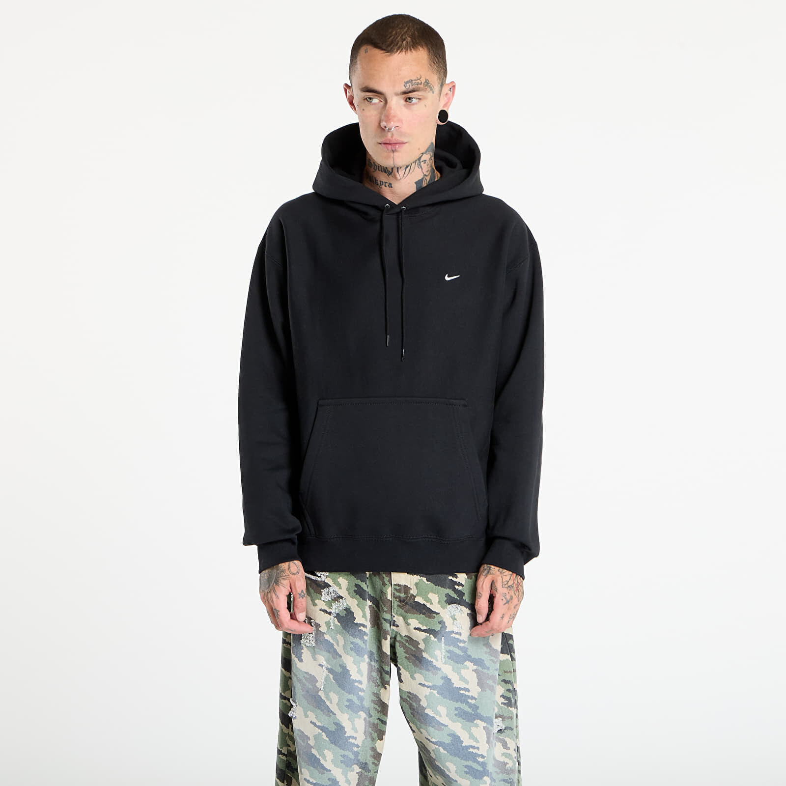 Mikina Nike Solo Swoosh Men's Pullover Hoodie Black/ Black/ White XS