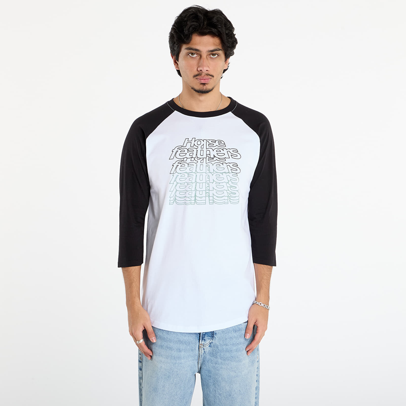 Tričko Horsefeathers Rollin Raglan T-Shirt White/ Black M