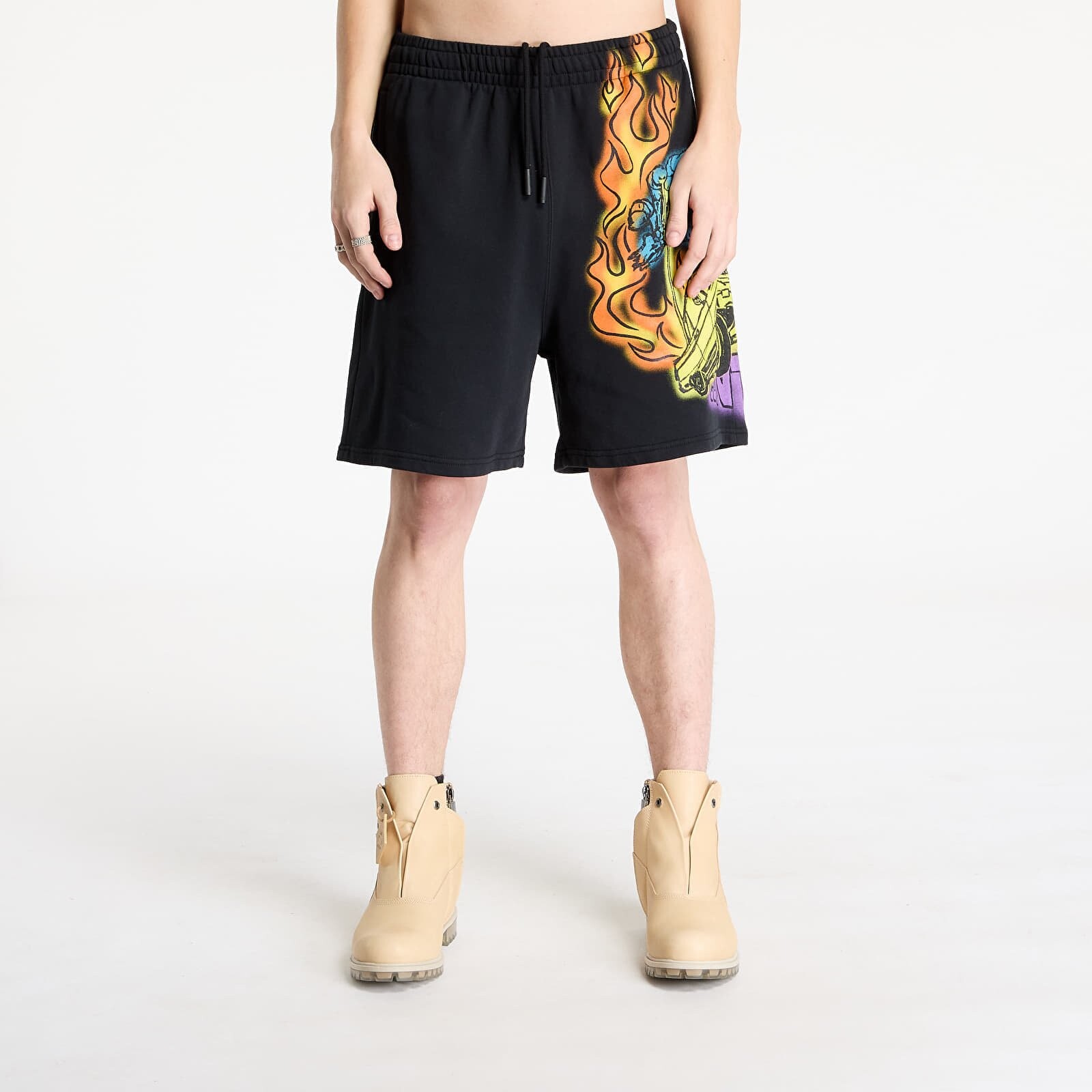 Šortky Marcelo Burlon County Flame Comfy Sweatshort Black/ Red M