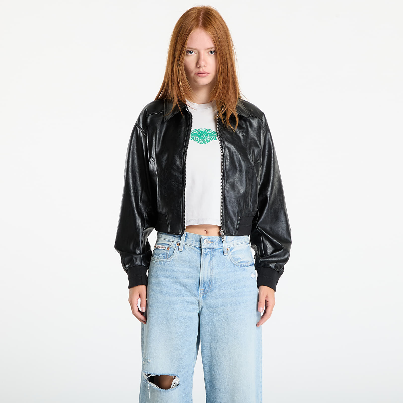 Bunda Calvin Klein Jeans A-Cropped Crinkle Jacket Black XS