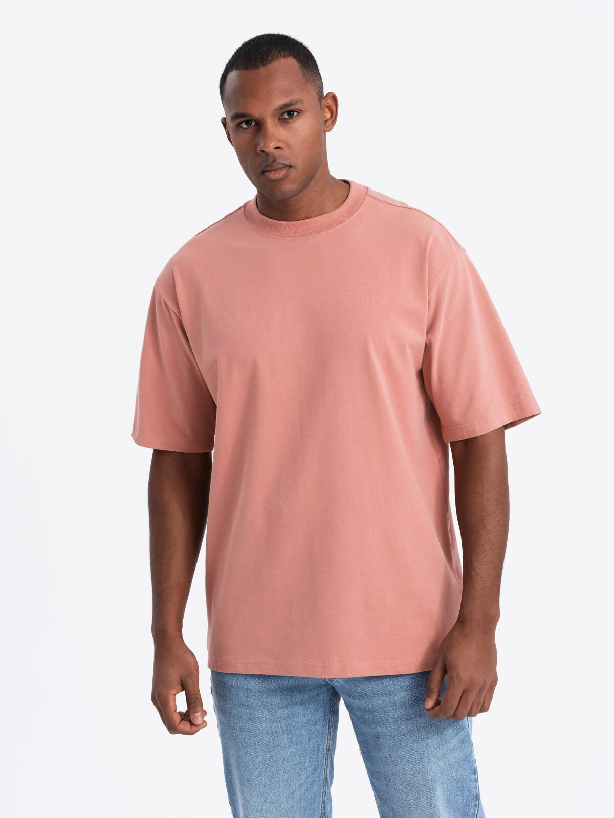 Ombre Men's cotton LOOSE FIT t-shirt with round neckline - pink