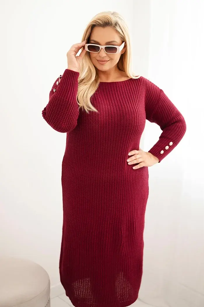 Kesi Włoski Sukňa pletená dámska Plus Size s moherom bordová
