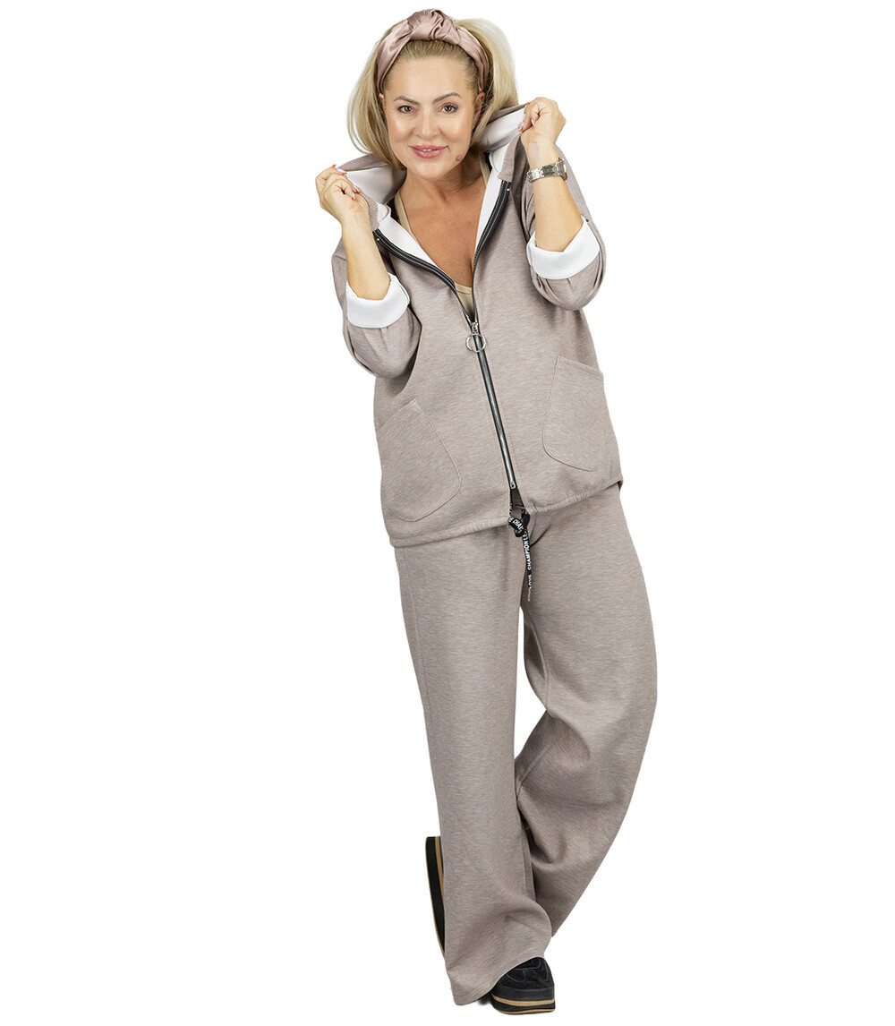 Pri Women's tracksuit long unbuttoned sweatshirt + loose pants SOFT TOUCH