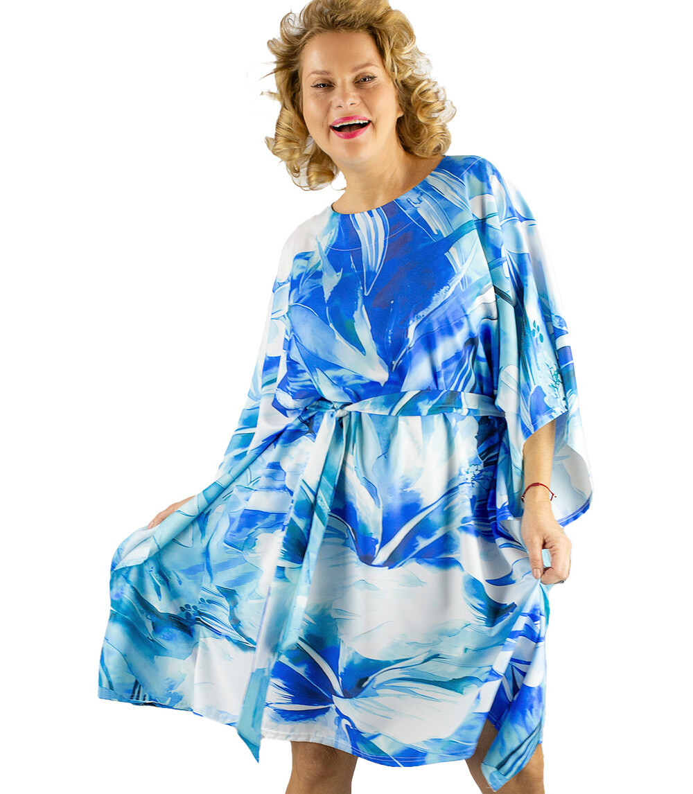 Pri Colorful Butterfly Tunic Dress Tied at the Waist AURORA