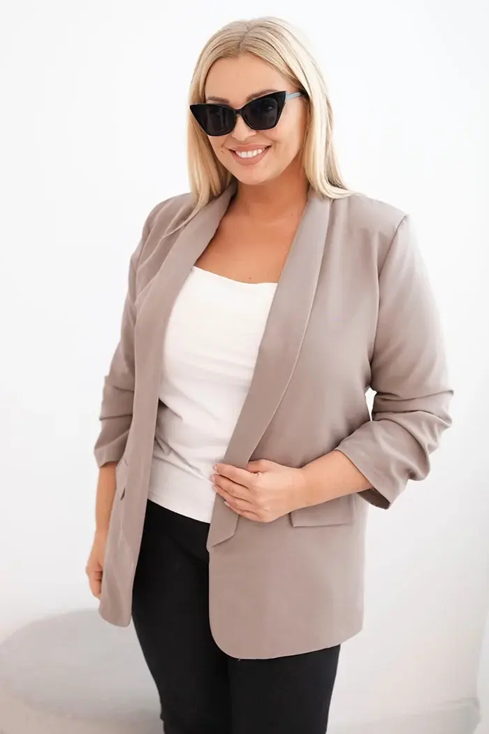 Kesi Włoski Dámska bunda Plus Size bez zapínania s podšívkou XL/2XL fango