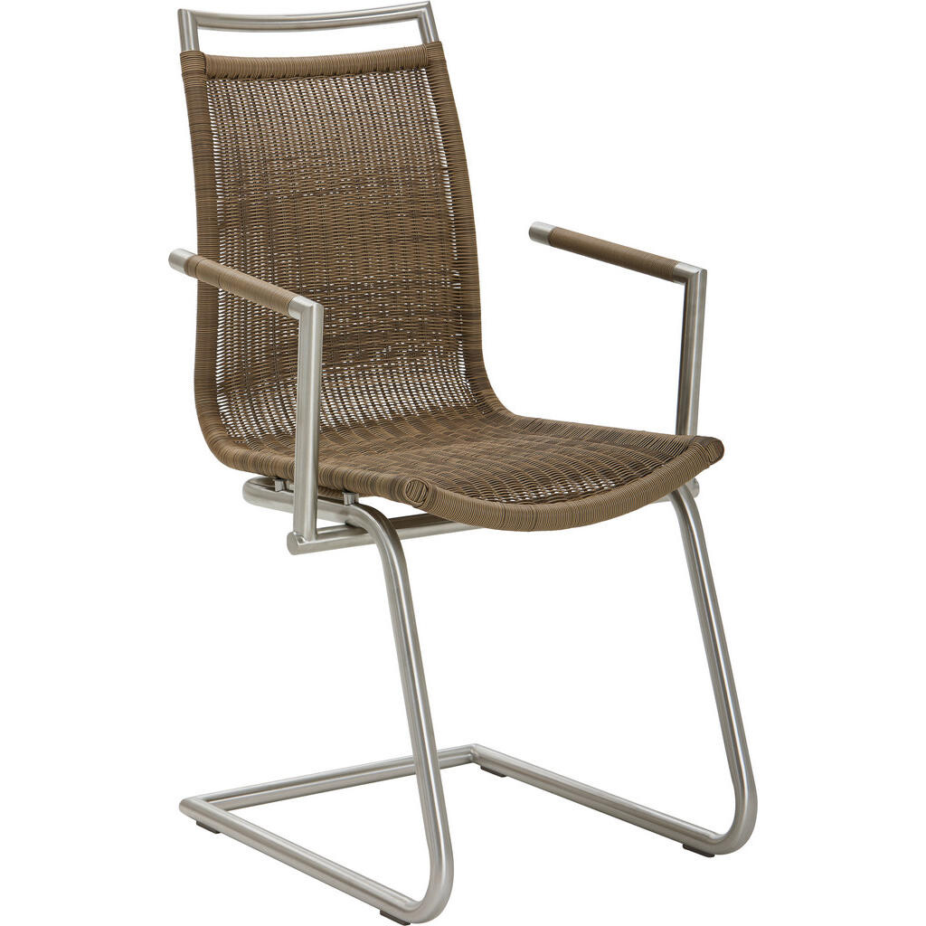 Valdera STOLIČKA S PODRÚČKAMI, ušľachtilá oceľ, oceľ, svetlohnedá