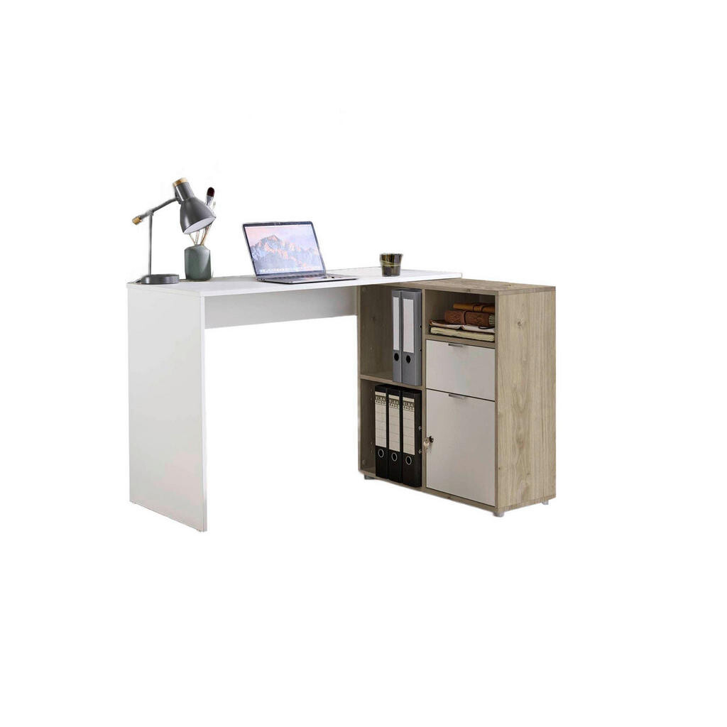 MID.YOU PÍSACÍ STÔL S ÚLOŽ.PRIESTOROM, biela, farba duba, 110/85/74 cm