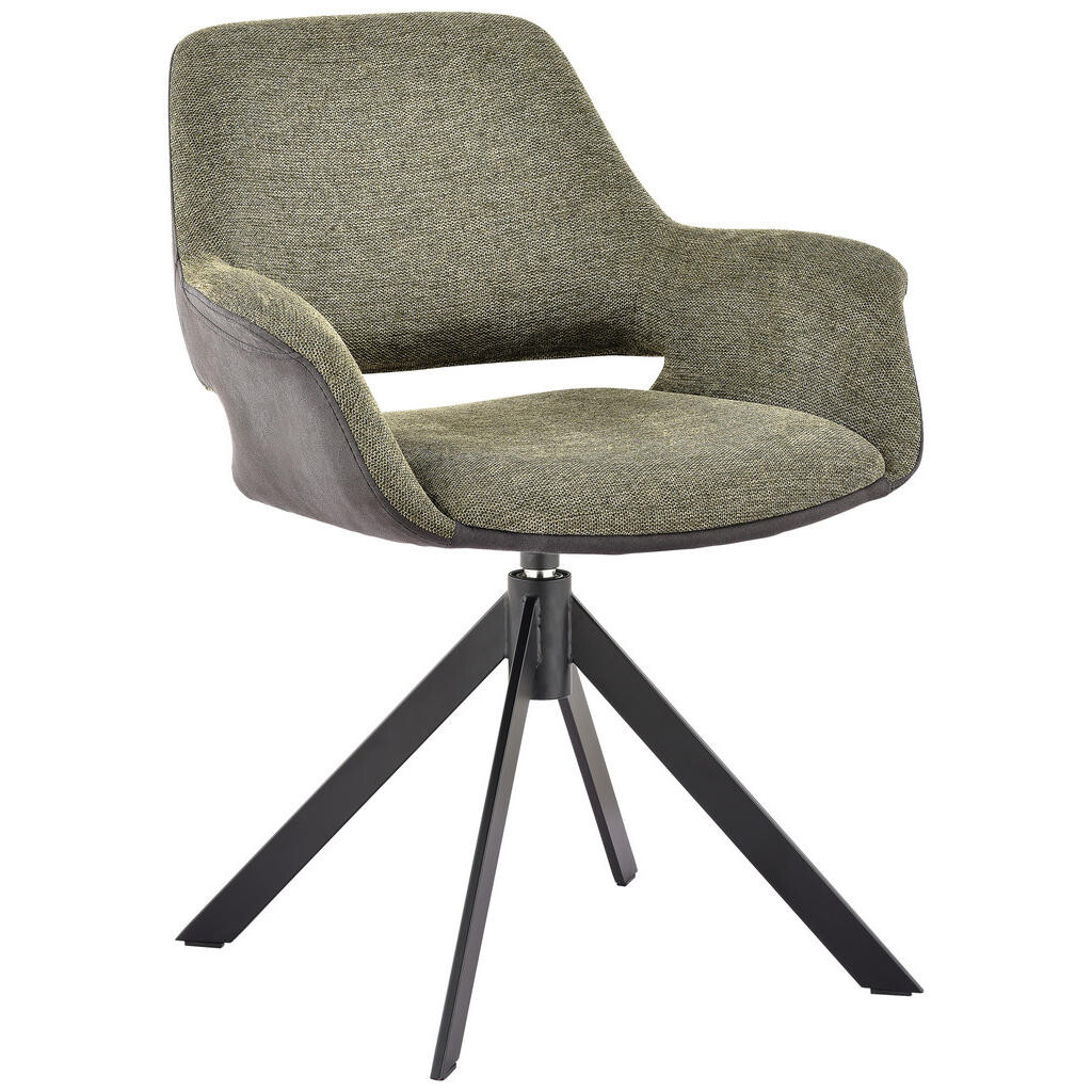 Novel STOLIČKA S PODRÚČKAMI, železo, mikrovlákno, vzhľad ľanu, zelená, čierna, tmavosivá