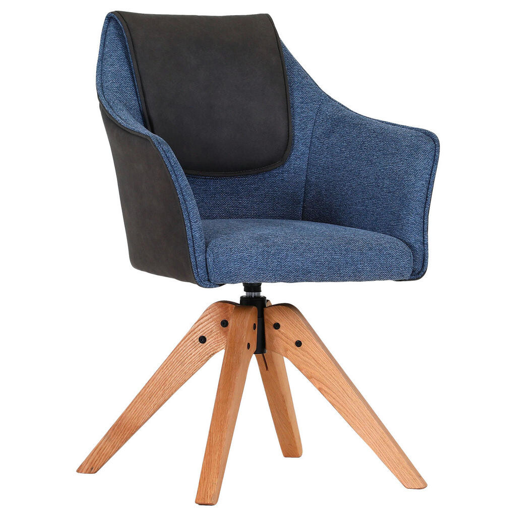 Landscape STOLIČKA S PODRÚČKAMI, plochá tkanina, antracitová, modrá, farba duba