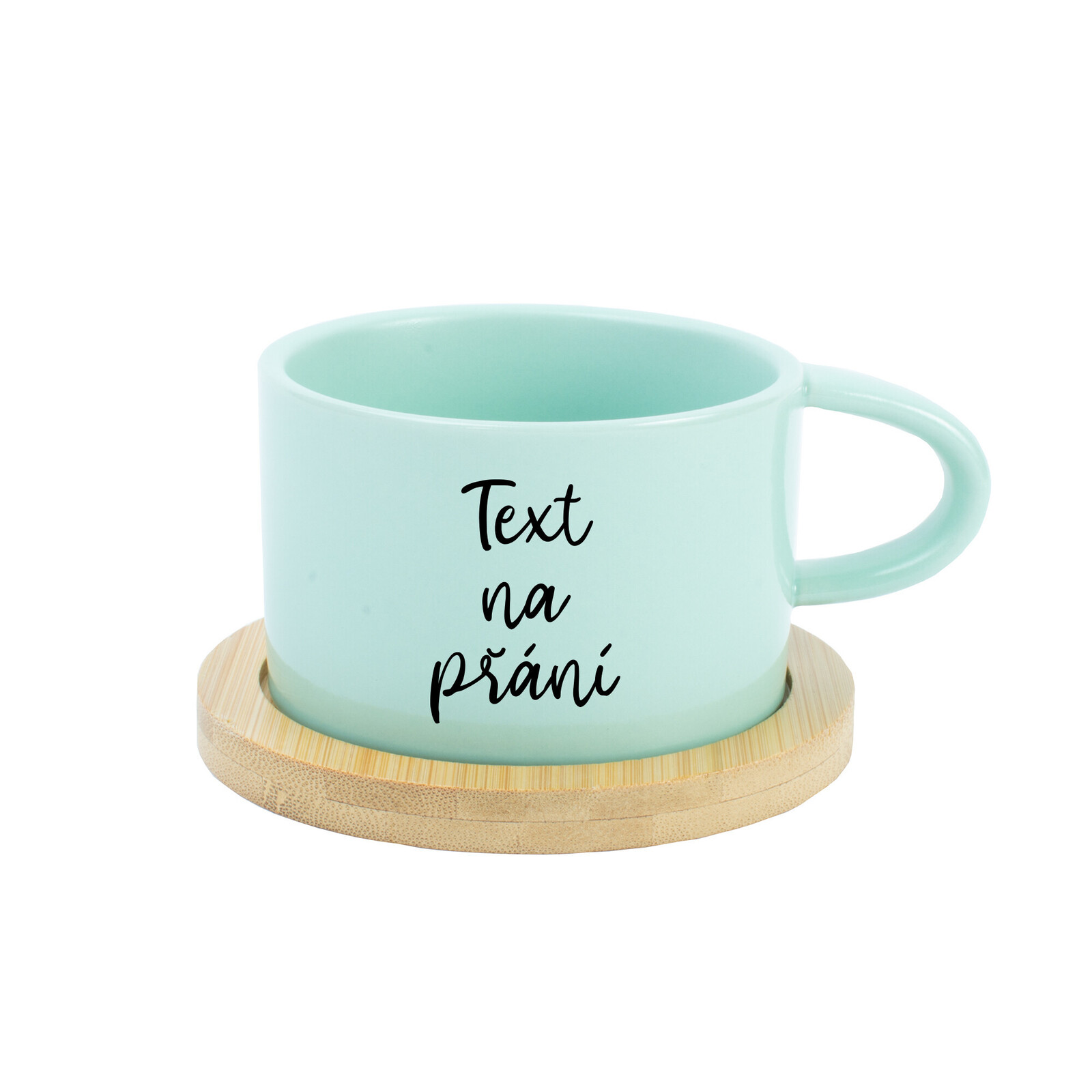 TEXT NA PŘÁNÍ - mint keramický hrníček Makronka 200 ml