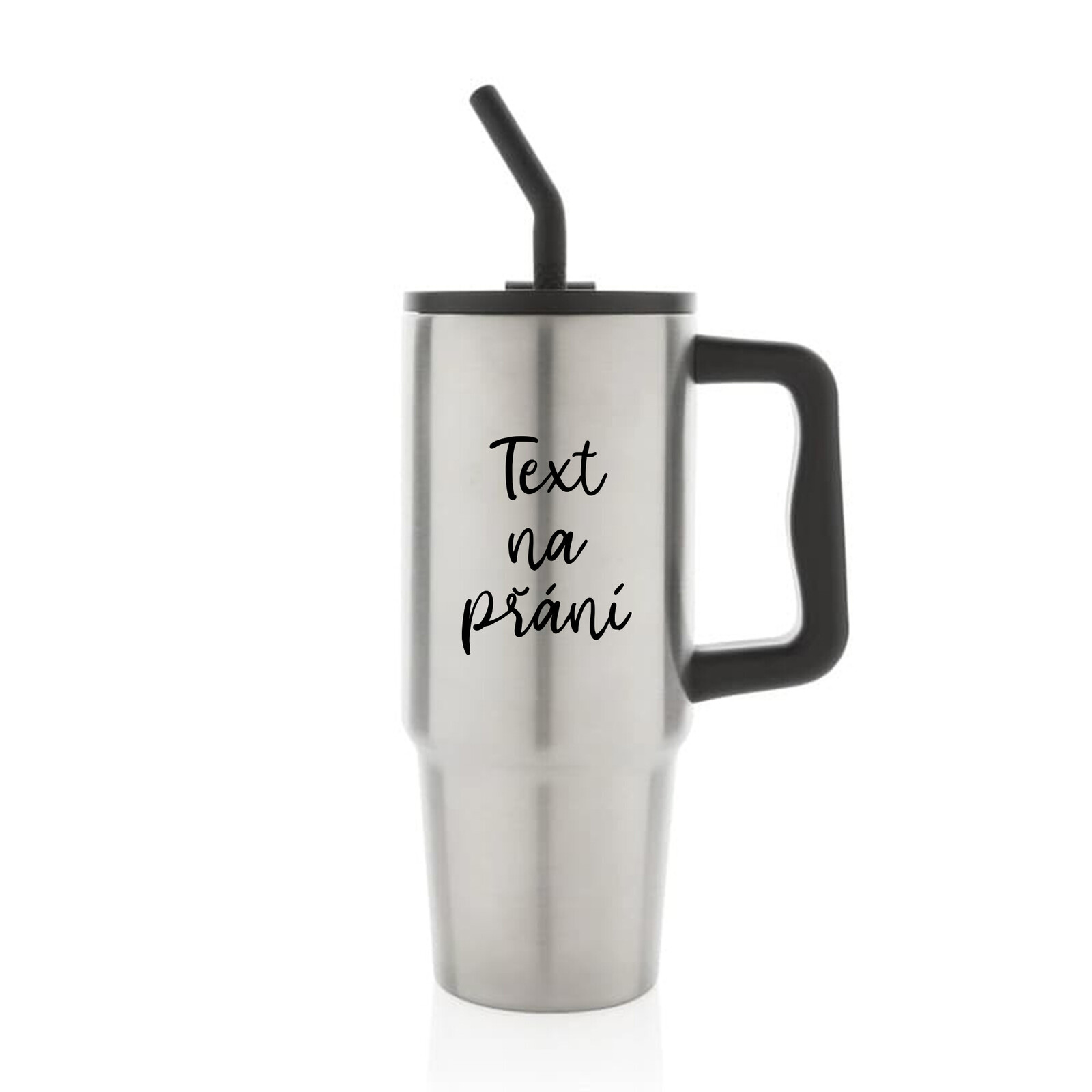 TEXT NA PŘÁNÍ - stříbrný cestovní termohrnek 900 ml