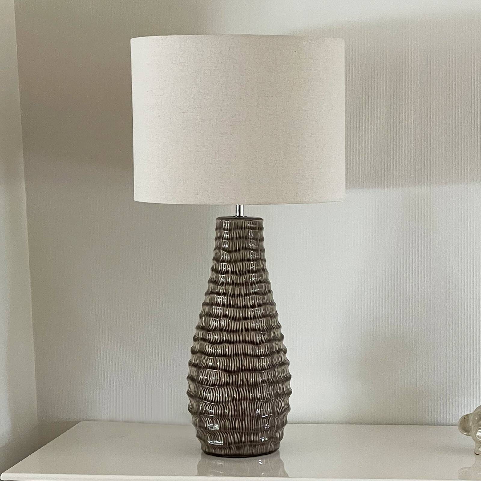 Stolová lampa Bartha od Rydens, hnedá/béžová, výška 74 cm