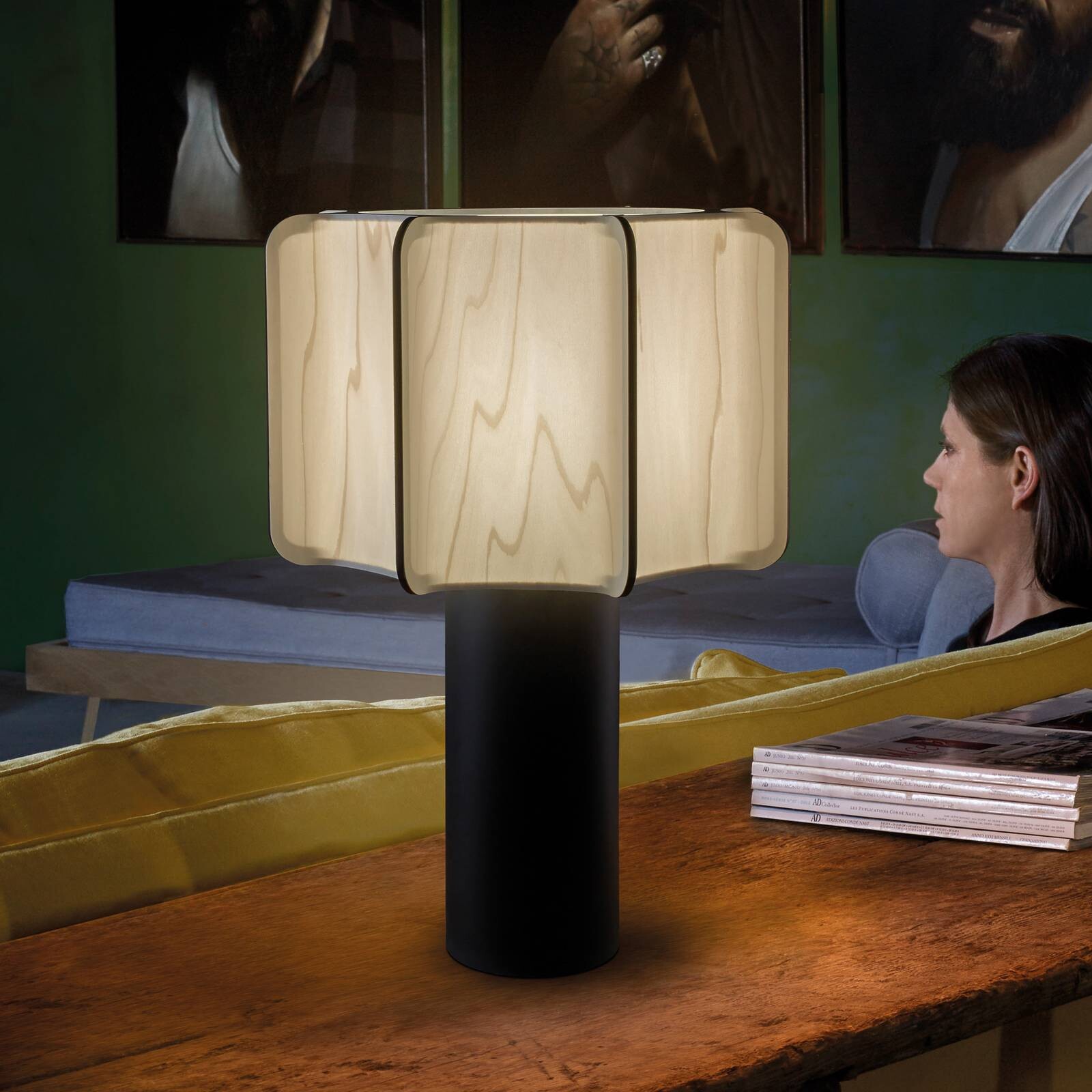 Stolová lampa LZF Kactos, farba slonová kosť/čierna, výška 52 cm