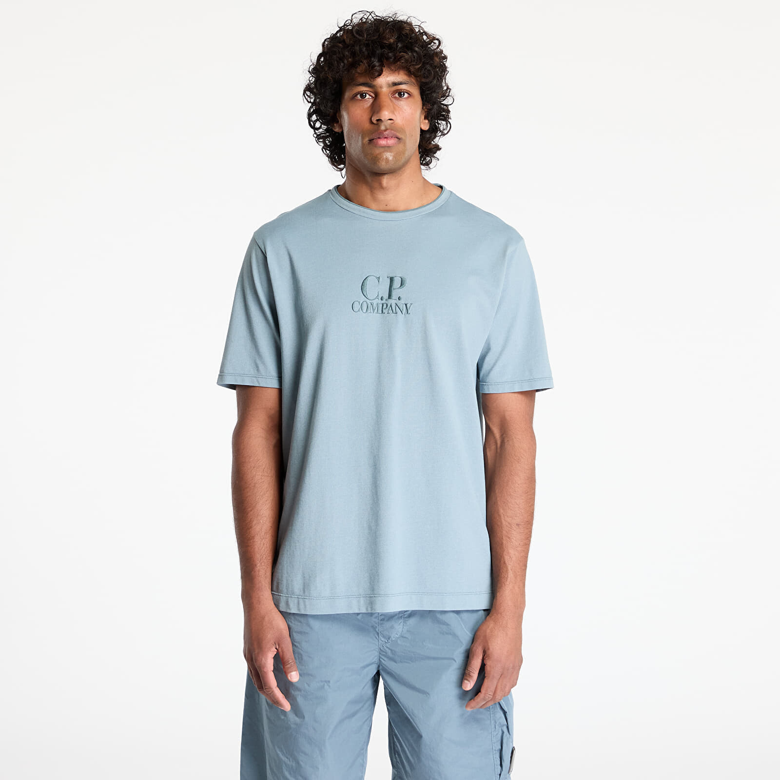 Tričko C.P. Company Tacting Piquet Embroidery T-Shirt Stormy Weather XL