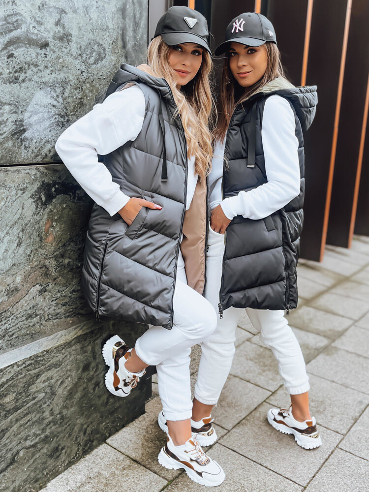 Dámska obojstranná vesta ONADE Farba tmavosivá DSTREET