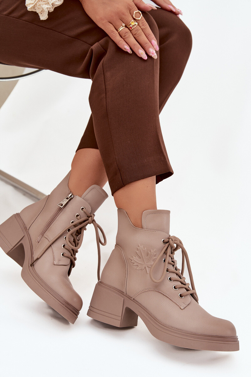 Dámske kožené členkové topánky na podpätku vyhrievané Vinceza