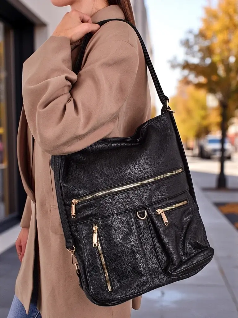 Resti Athena Nero Roma Bag-Backpack - Large Leather Shopper A4, Elegance and Function