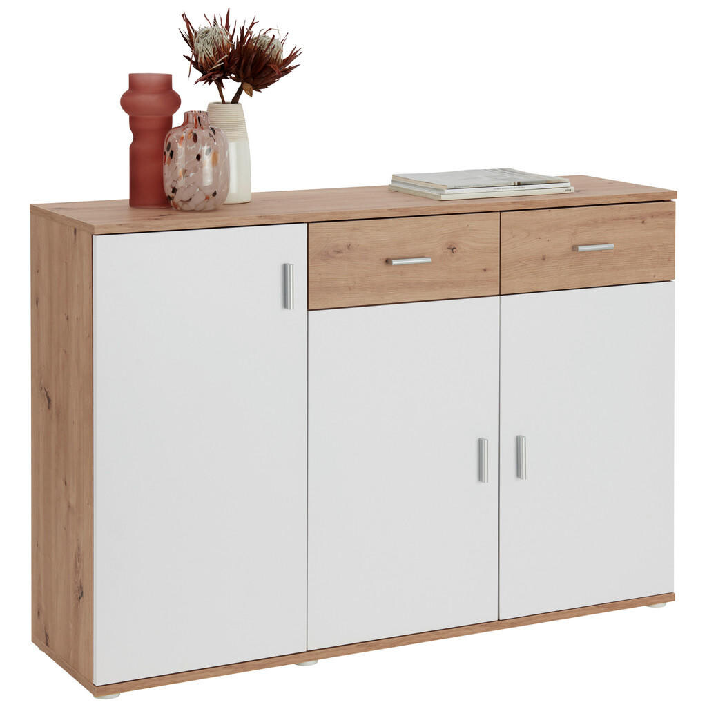 Boxxx KOMODA, biela, dub artisan, 119,9/82/34,3 cm