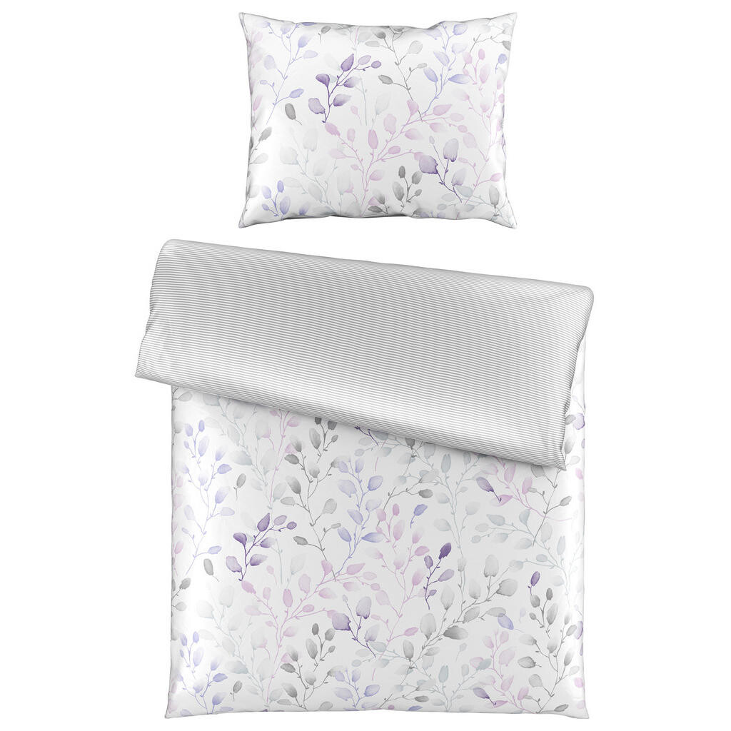 Esposa POSTEĽNÁ BIELIZEŇ, satén, lila, biela, 140/200 cm