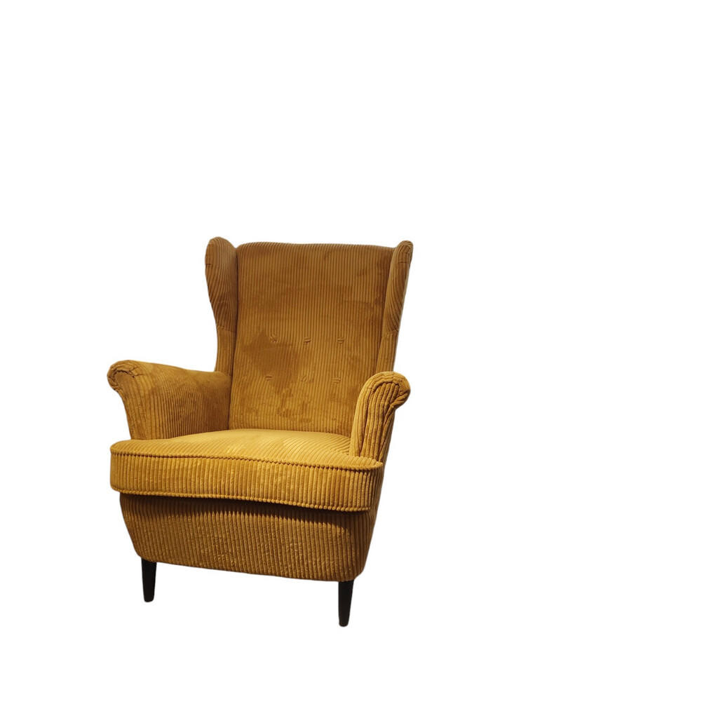 Niels Andersson KRESLO UŠIAK, textil, kartón, kompozitné drevo, žltá