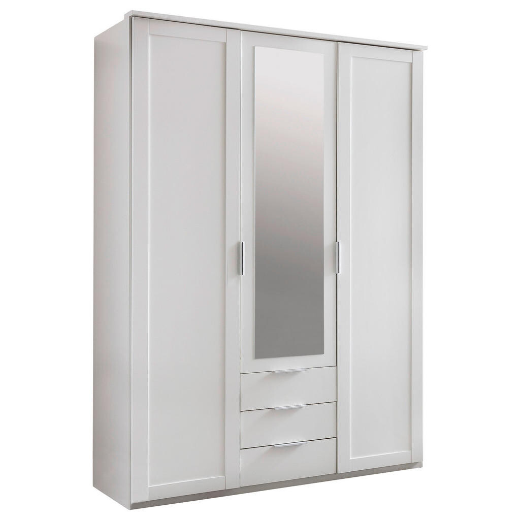 MID.YOU BIELA SKRIŇA SO ZRKADLOM, strieborná, biela, 135/210/58 cm