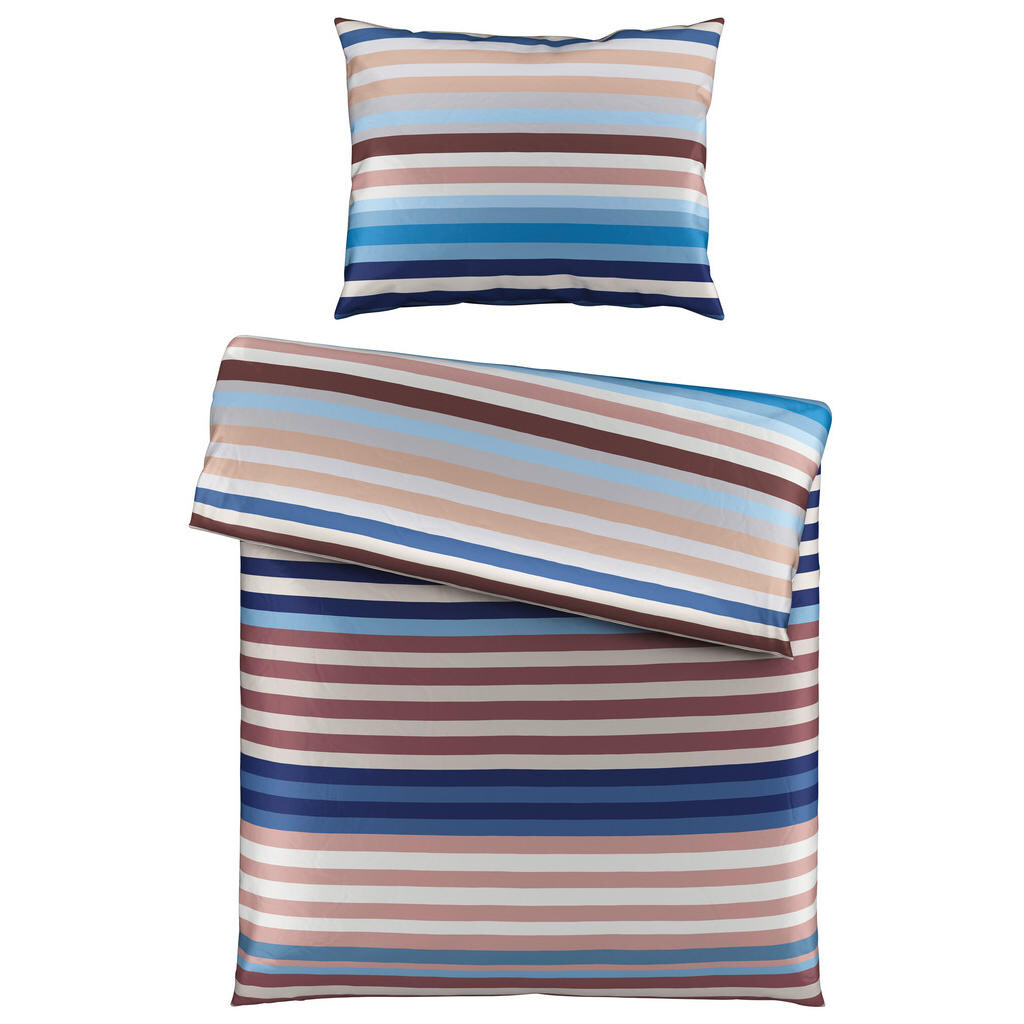 Novel POSTEĽNÁ BIELIZEŇ, satén, modrá, biela, marhuľová, 140/200 cm