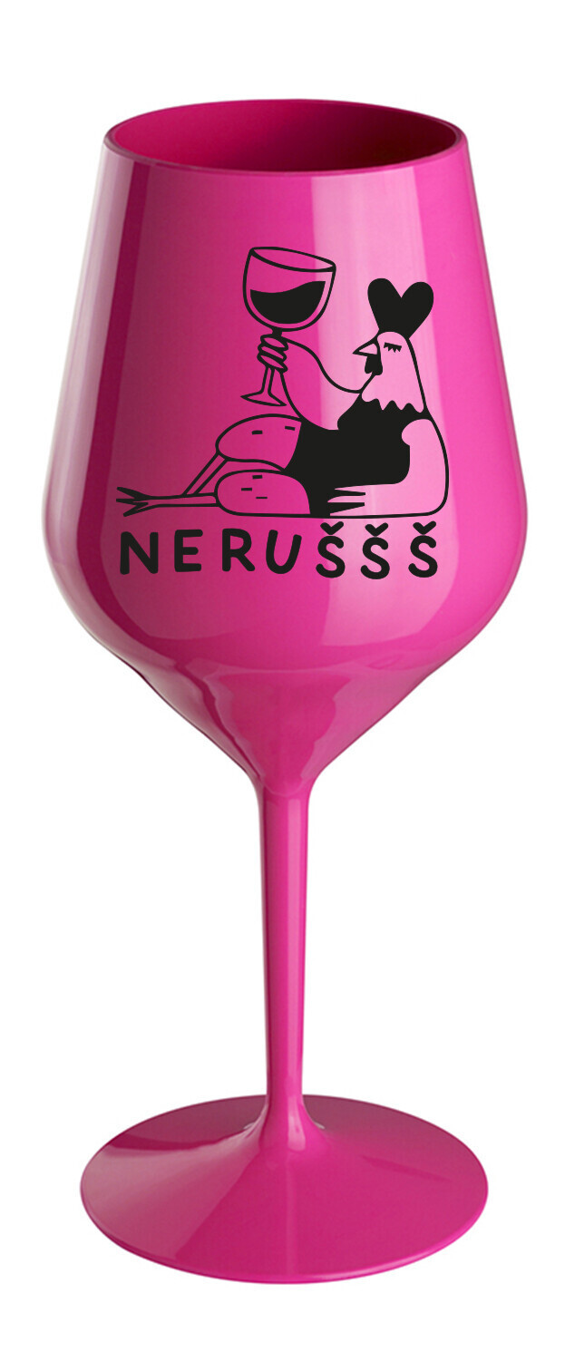 NERUŠŠŠ - růžová nerozbitná sklenice na víno 470 ml