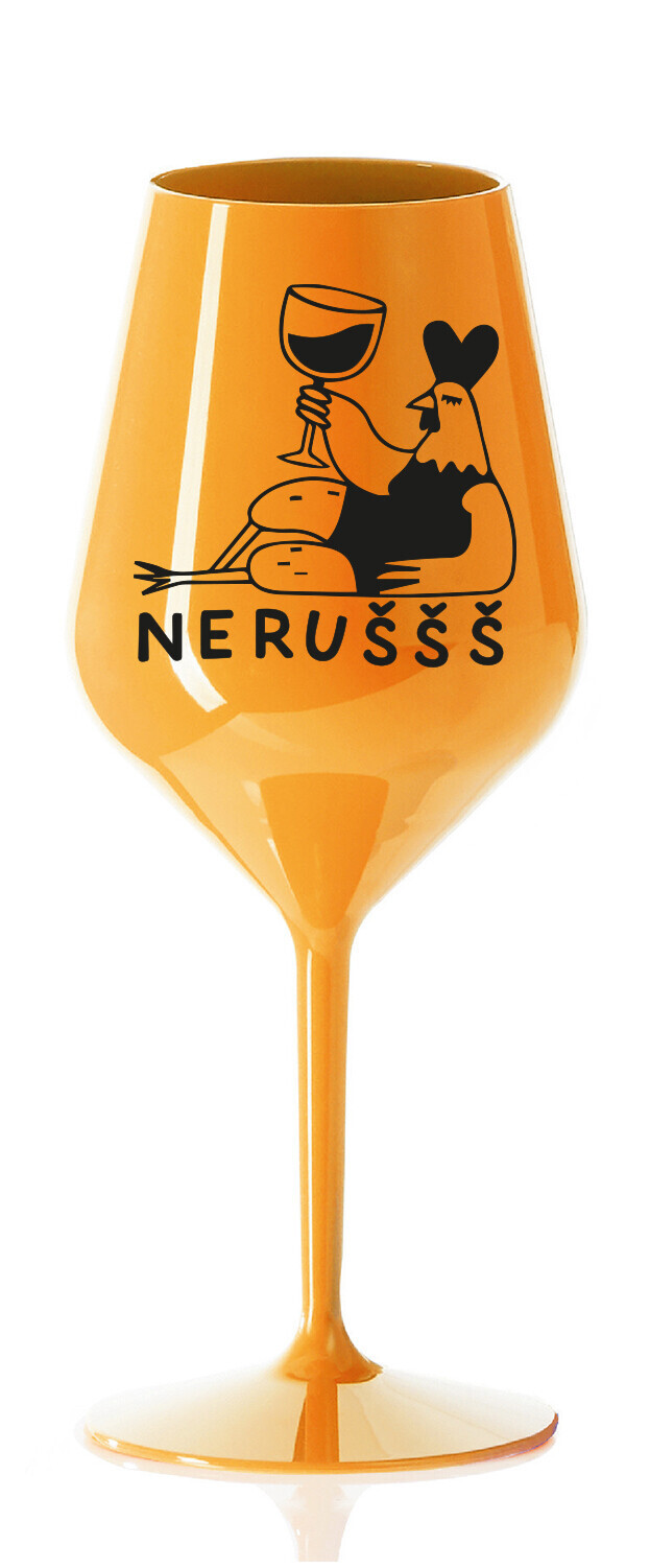 NERUŠŠŠ - oranžová nerozbitná sklenice na víno 470 ml