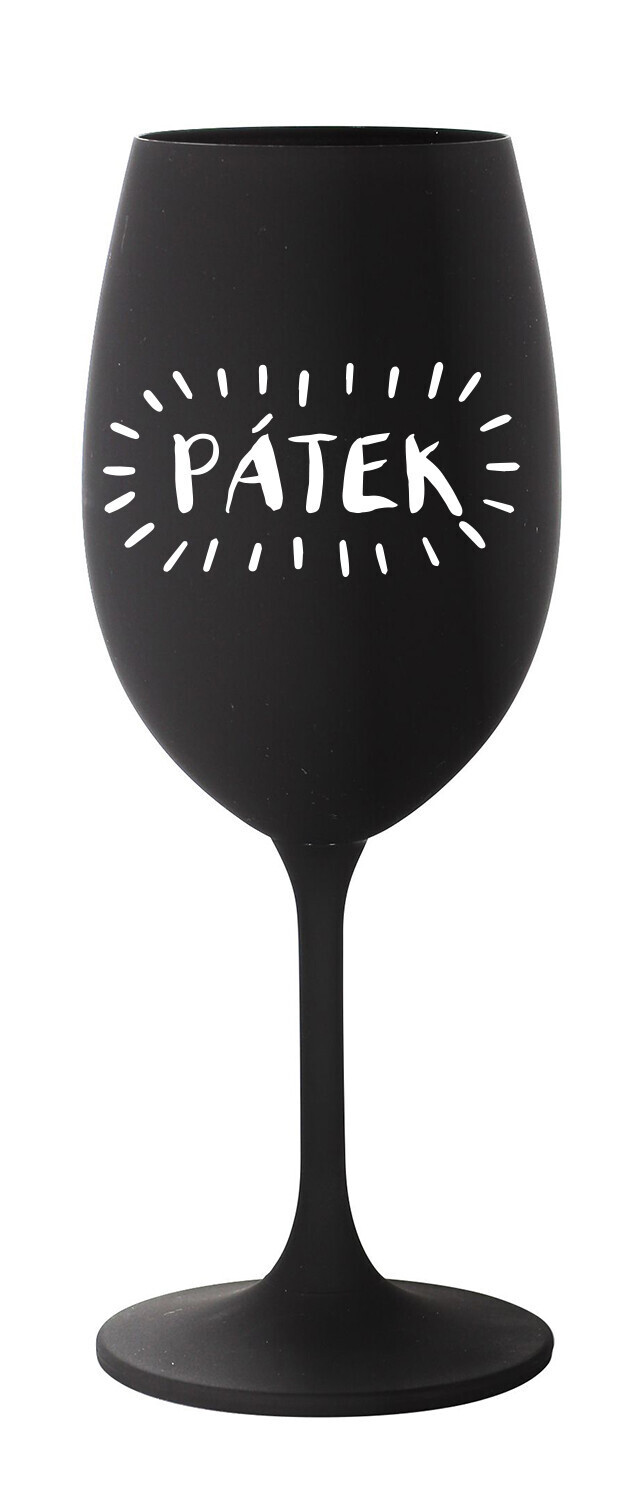 PÁTEK - černá sklenice na víno 350 ml