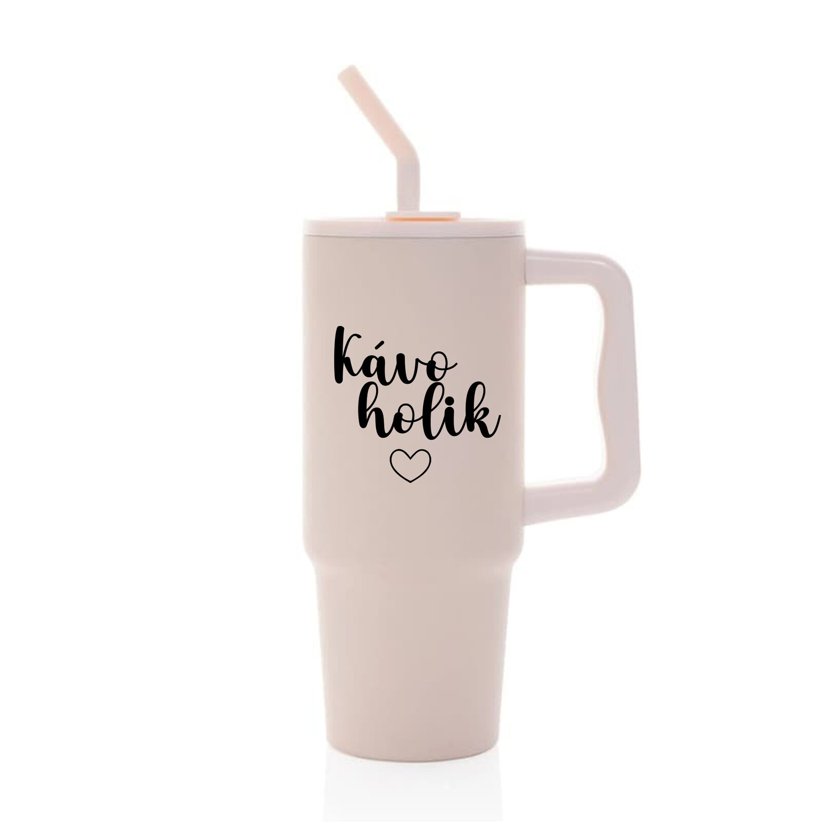 KÁVOHOLIK - růžový cestovní termohrnek 900 ml