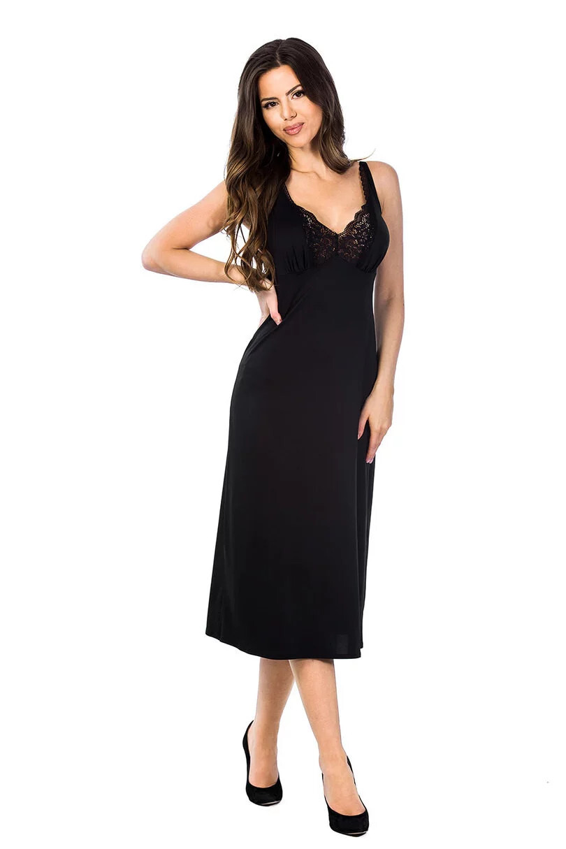 Dámska nočná košeľa Pola Long 05050 Black - Mediolano M černá