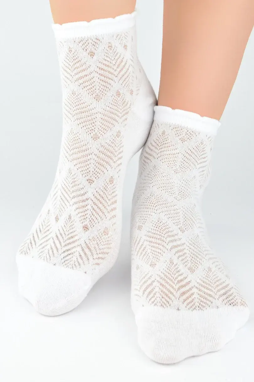 Noviti SB118 Žakárové ponožky Leaf 35-42 bílá 39-42