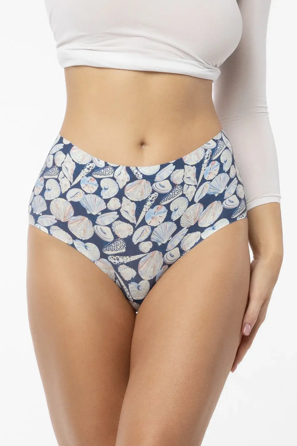 Julimex Shells Jednoduché maxi nohavičky S-2XL džínovina S