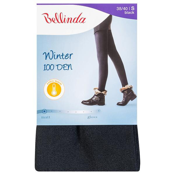 Dámske zimné pančuchy, extra teplé WINTER 100 DEN - BELLINDA - čierne S