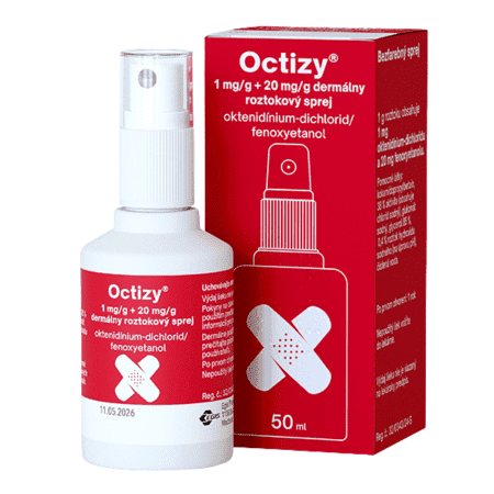 Octizy 1 mg/g + 20 mg/g dermálny roztokový sprej aer deo 50ml