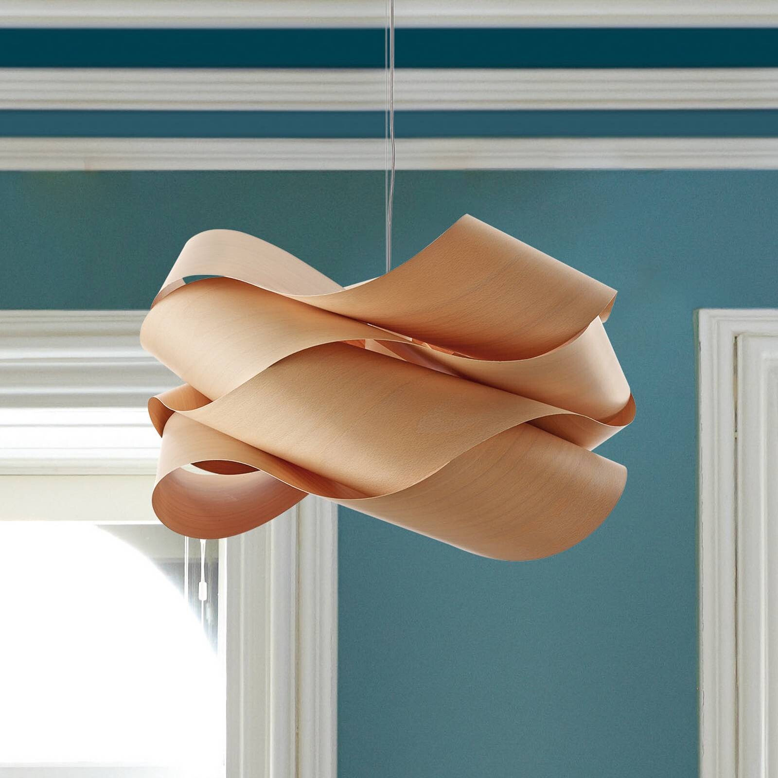 Závesné svietidlo LZF, farba buk/nikel, Ø 69 cm, drevo