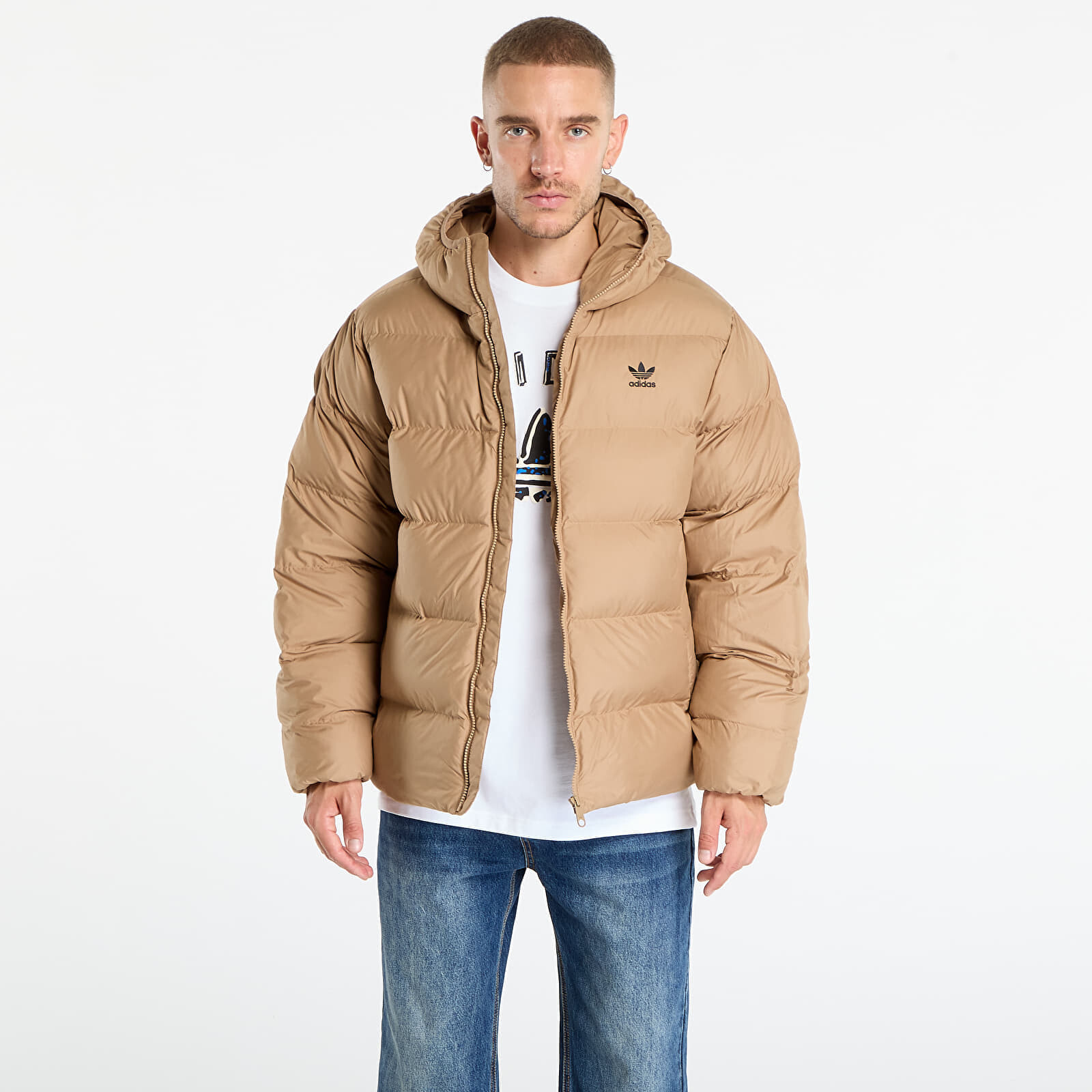 Bunda adidas Tonal Hooded Puffer Jacket Cardboard M